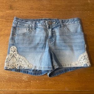 Justice Girls Lace Trim Denim Shorts Size 12